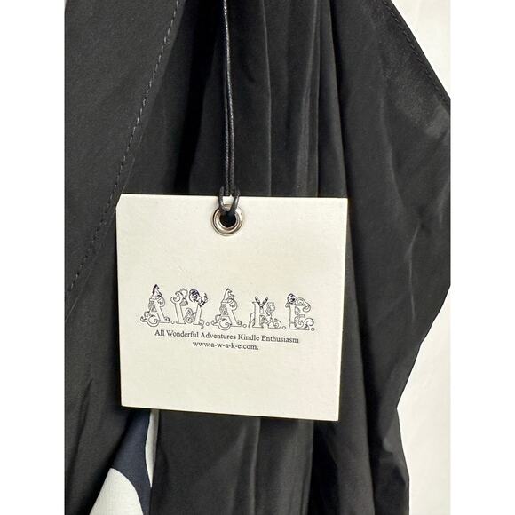 Awake A.W.A.K.E. V-Neck Draped One-Sleeve Asymmetric Polka-Dot Dress - Picture 8 of 15